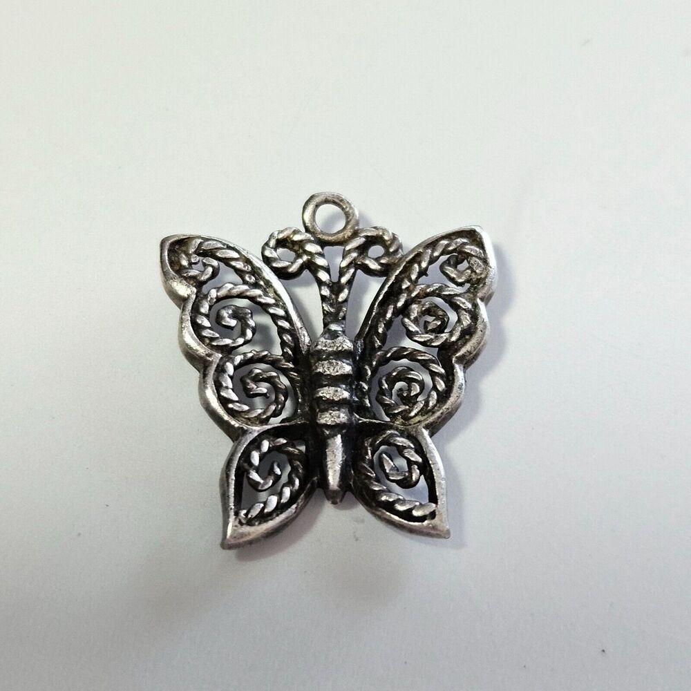 Sterling silver butterfly pendant charm